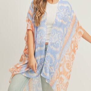 Boho Lightweight Abstract Striped Print Kimono Wrap